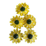 Yellow & White Polka Dot Fabric Flower Appliques 5pc DIY Craft 2.25in New