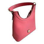 Dooney & Bourke Womens Pink Pebble Grain Leather Gold Logo Hobo Shoulder Bag