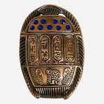 Egyptian Scarab Beetle Fridge Magnet Copper Tone Hieroglyph Blue Rhinestone EXC