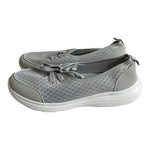 Women's Gray Mesh Orthopedic Comfort Walking Tennis Shoes Lace Up Soft Sole Sz 9