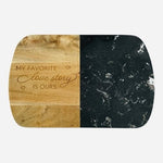 Wooden Slate Cheese Board Set with Cheese Knives My Favorite Love Story Is Ours