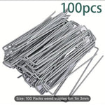 100 Pack 6" Galvanized Landscape Staples 11 Gauge Sod Stakes Ground Pins New