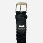 Dockers Men Black Braided Elastic Stretch Belt Silver Buckle Leather Trim 42/105