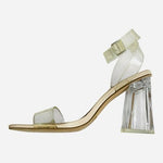 Steve Madden Camille Women's Clear Block Heel Ankle Strap Sandals Sz 8.5