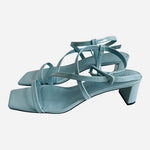 Katy Perry Women Baby Blue Patent Strappy Block Heel Sandals Size 9 VG