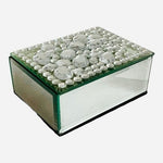 Rare 3D Crystal Drops Mirrored Jewelry Box 5" Velvet Lined Keepsake Trinket VG