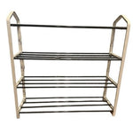 4 Tier Metal Shoe Rack Organizer White Frame Space Saving VG