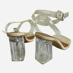 Steve Madden Camille Women's Clear Block Heel Ankle Strap Sandals Sz 8.5