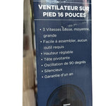 Impress 16" Pedestal Floor Fan Black 3-Speed Oscillating Stand Fan New in Box