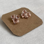 Gold Toned Rose Crystal Geometric Gemstone Cluster Earrings 0.75”x0.75” NWOT