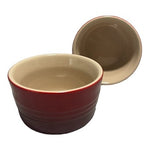 Vintage LE CREUSET Red Ombre Ribbed Ramekins Pair Ceramic Bowls Made in France