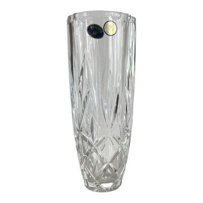New BOHEMIA Clear Lead Crystal Vase 8” Tall 24% PbO Czech Flower Vase Art Decor