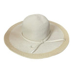 White Wide Brim Paper Straw Sun Hat Women's Beach Floppy Hat One Size VG