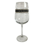 STEMWARE DESIGNS Black Clear Rhinestone Banded Stemware Champagne Flute 9.25"