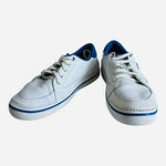 Crocs Hover Lace-Up Sneakers Men's White Blue Leather Spiked Golf Shoes M10 VG