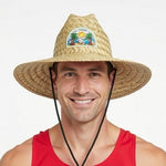 Wyeth Straw Mens Lifeguard Sun Hat Happiness Comes In Waves Beach Ocean Surf OS