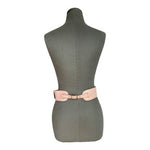 Vintage Artisan Brutalist Peach Leather Metal Front Details Waist Belt Handcraft