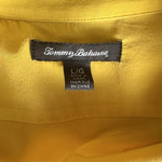 Tommy Bahama Women's Yellow Silk Button Down Blouse L Long Sleeve Pockets VG