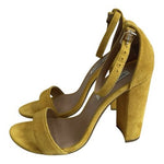 Steve Madden Carrson Yellow Suede Block Heel Sandals Womens 7.5M Excellent
