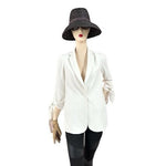 Anthropologie Cartonnier White Blazer Women’s Size 0 Tied Sleeve Button Front VG