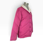 Vintage Saks Fifth Avenue Reversible Down Puffer Jacket Pink Beige Womens Size S