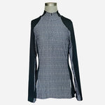 prAna 1/4 Zip Pullover Women's L Stargazer Black Grey Performance Top VG