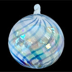 Rare Glass Ornament Blue Stripes Clear Ball Ornament Christmas Ornament Xmas Art