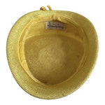 Vintage 1950s Doyle-Knower Co Utica Yellow Straw Crochet Embroidered Bow Hat VG