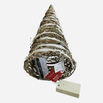 24" World Market Lighted Snowy Rattan Christmas Cone Tree Decorative Holiday NWT