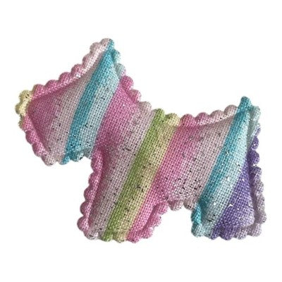 Rainbow Glitter Scottie Dog Padded Patch Applique Pastel Scalloped New Handmade