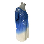 Escada Sequin Embellished Ombre Top Blue Cream Short Sleeve Womens L Sz 40
