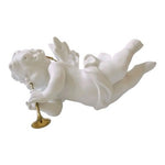 Dept 56 Large Cherub Angel Porcelain Ornament 8" Blowing Horn Winter Silhouette