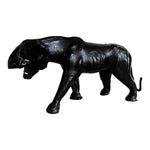 Panther Statue Panther Leather-Clad Sculpture Glass Eyes Black Panther Figurine