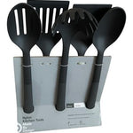 Made By Design Nylon Kitchen Tools 5 Piece Set Black Soft Grip Utensils New