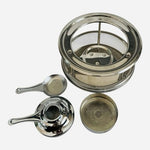Vintage Stainless Steel Food Warmer Stand Chafing Dish Fuel Burner Holder Exc