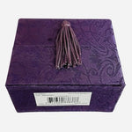 Elegant Clear Glass Rose Figurine Gold Leaf Accents Purple Velvet Gift Box VG
