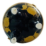 Vintage Cobalt Blue Gold Floral Porcelain Hinged Egg Trinket Box Jewelry Storage