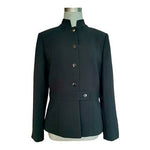 Tahari Arthur S Levine Black Button Front Mock Collar Blazer Size 10 NWOT