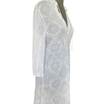 Bally Total Fitness White Hooded Burnout Tunic Cover Up Dress Women's M VG