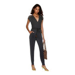 Heartloom Koko Black V-Neck Short Sleeve Jogger Jumpsuit Women's Romper M NWT