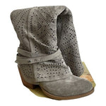 Very G Untitled Grey Faux Suede Laser-Cut Knee High Boot Women's Size 6 NIB