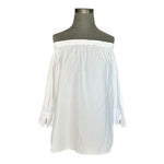 Beachlunchlounge White Off The Shoulder Blouse Top Boho Peasant Women's Sz M VG