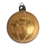Vintage Gold Glass Christmas Ornament Glitter Vertical Stripes Good Condition