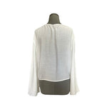 MNG Mango White Sheer Long Sleeve Knot Front Blouse Top Size 4