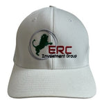 White ERC Investment Group Logo Flex Fit Baseball Cap Golf Hat L-XL NWOT