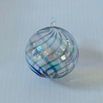 Rare Glass Ornament Blue Stripes Clear Ball Ornament Christmas Ornament Xmas Art