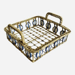 VNTG Coastal Nautical Sweetgrass Ceramic Lighthouse Utensil Caddy Napkin Holder