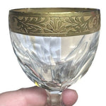 Pair Vintage Bohemian Gold Encrusted Cut Crystal Shot Glasses 4.25" Unsigned EXC