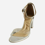 CL Chinese Laundry Jazz Clear Silver Iridescent Vinyl Block Heel Sandal Sz 7 NIB
