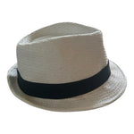 White Paper Straw Fedora Hat Black Band One Size Summer Trilby VG Unisex